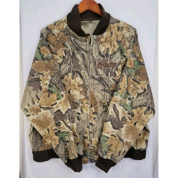 Spartan Outdoors Vintage 90s Camouflage Bomber Jacket Large Full Zip VTG Camo - Picture 1 of 11